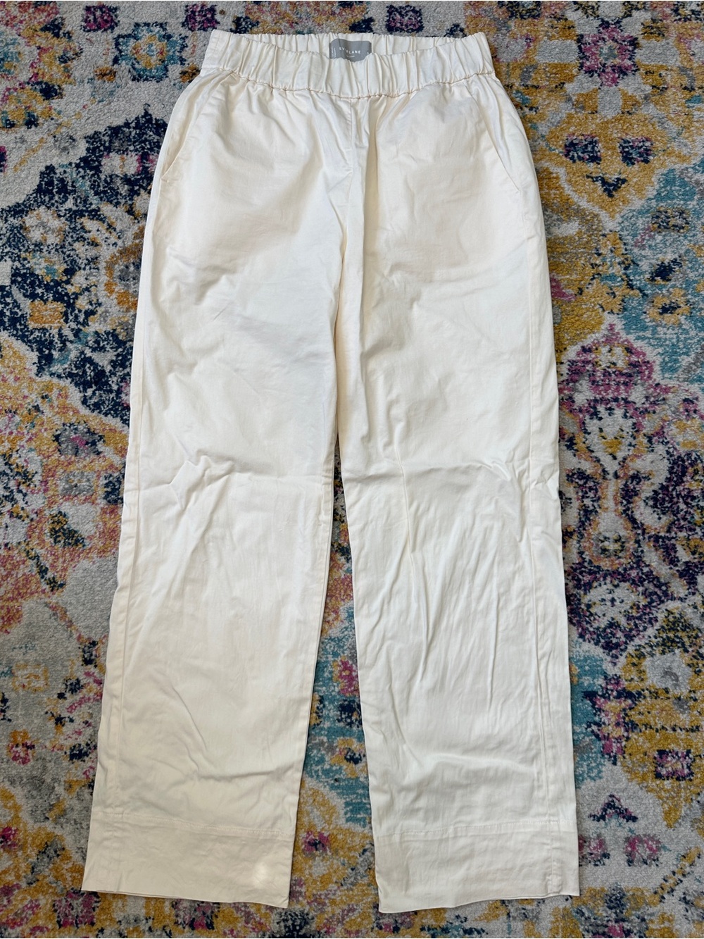 Everlane Organic Cotton Canvas Pull On Wide Leg Pants Bone Small
